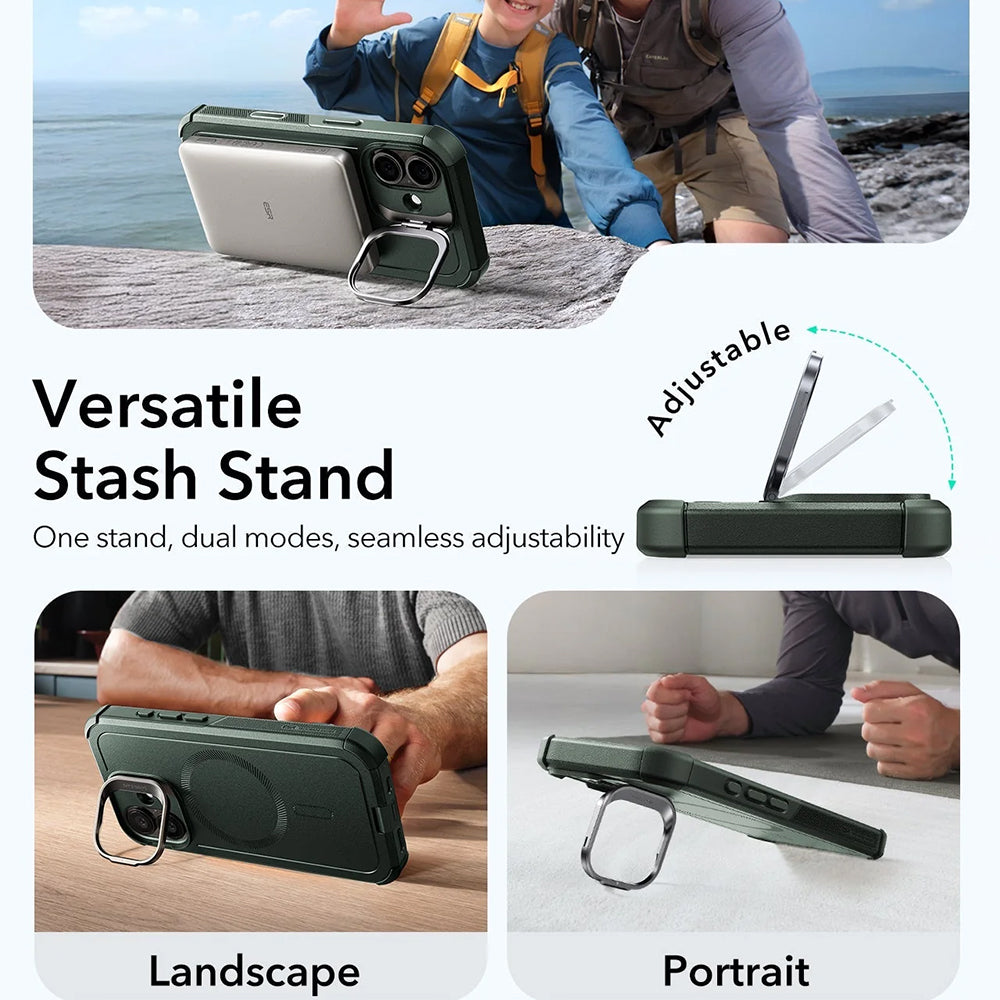 Husa de protectie ESR Cyber Armor Kickstand compatibil cu iPhone 17, Verde