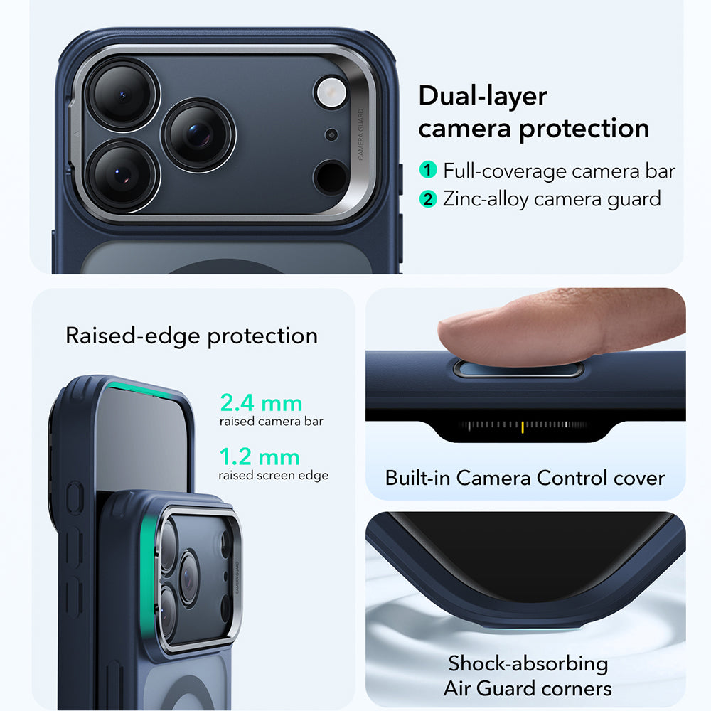Husa de protectie ESR Classic Hybrid HaloLock Kickstand compatibil cu iPhone 17 Pro Max, Frosted Blue