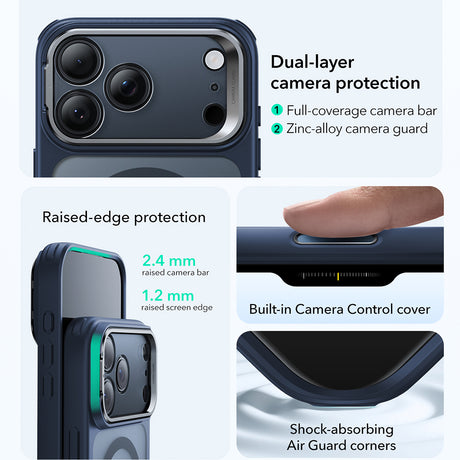 Husa de protectie ESR Classic Hybrid HaloLock Kickstand compatibil cu iPhone 17 Pro Max, Frosted Blue