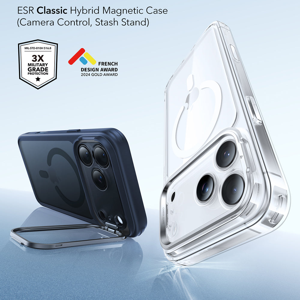 Husa de protectie ESR Classic Hybrid HaloLock Kickstand compatibil cu iPhone 17 Pro Max, Frosted Blue