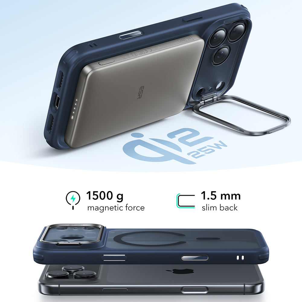 Husa de protectie ESR Classic Hybrid HaloLock Kickstand compatibil cu iPhone 17 Pro Max, Frosted Blue
