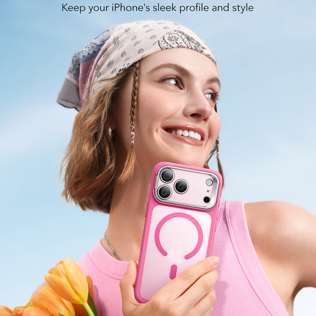 Husa de protectie ESR Classic Hybrid HaloLock Kickstand compatibil cu iPhone 17 Pro, Frosted Pink