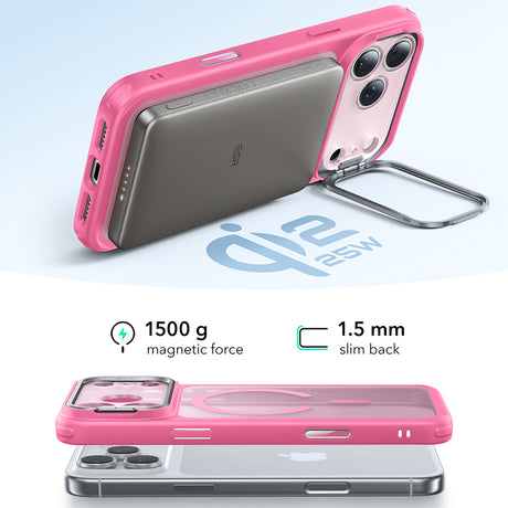 Husa de protectie ESR Classic Hybrid HaloLock Kickstand compatibil cu iPhone 17 Pro Max, Frosted Pink