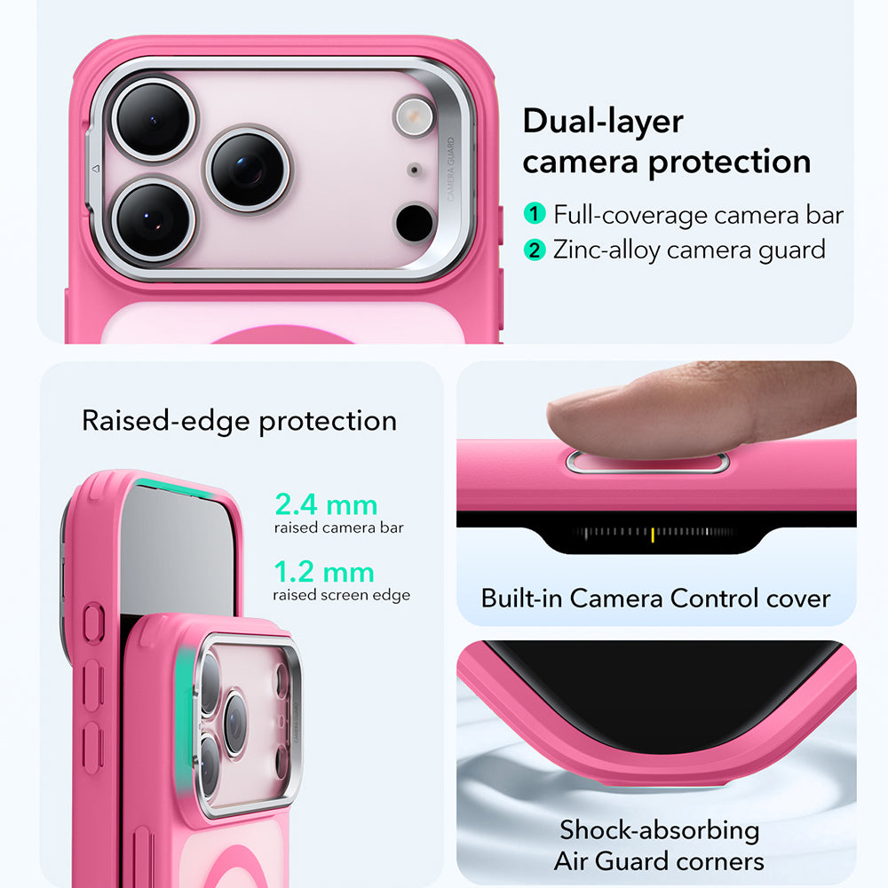 Husa de protectie ESR Classic Hybrid HaloLock Kickstand compatibil cu iPhone 17 Pro Max, Frosted Pink