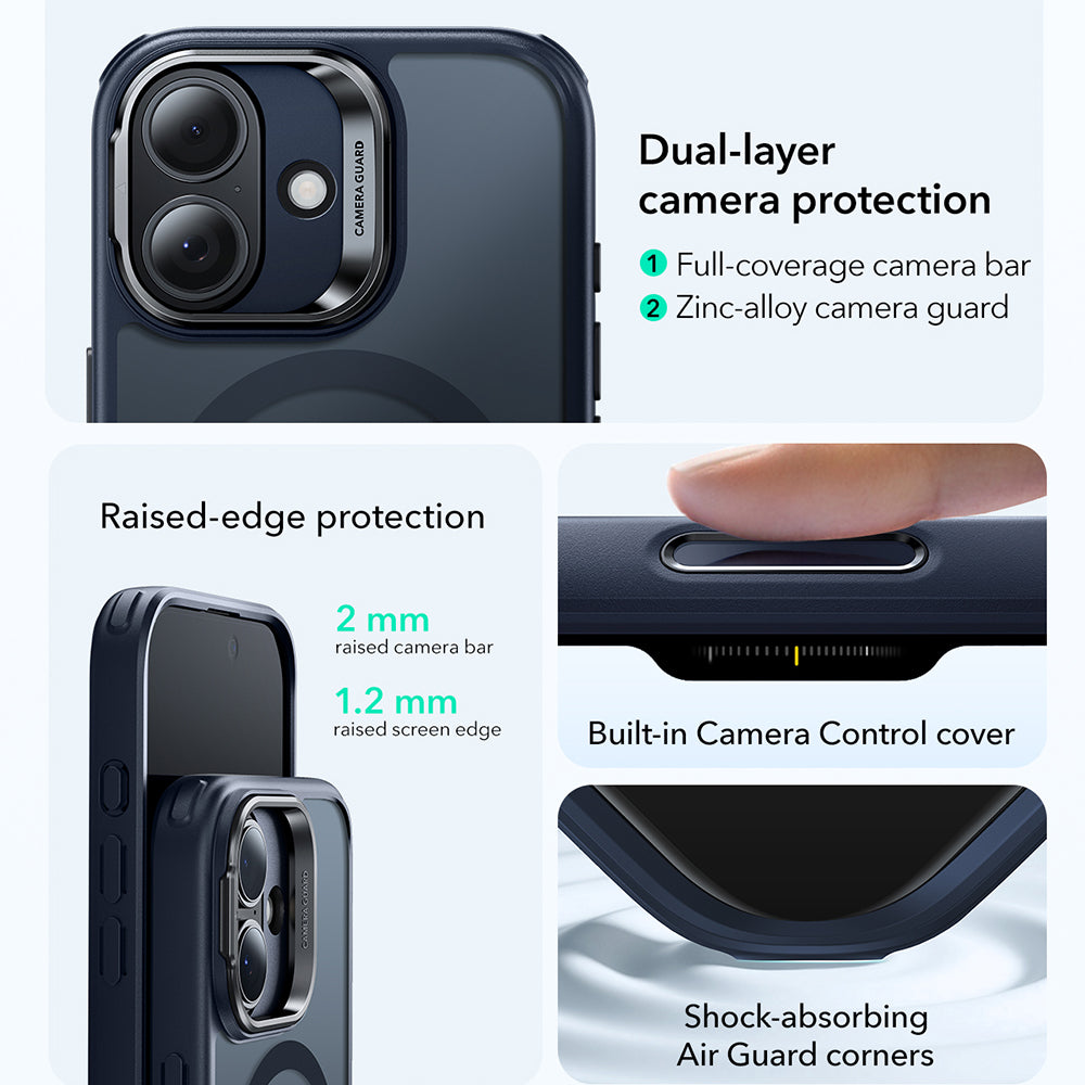 Husa de protectie ESR Classic Hybrid HaloLock Kickstand compatibil cu iPhone 17, Frosted Blue