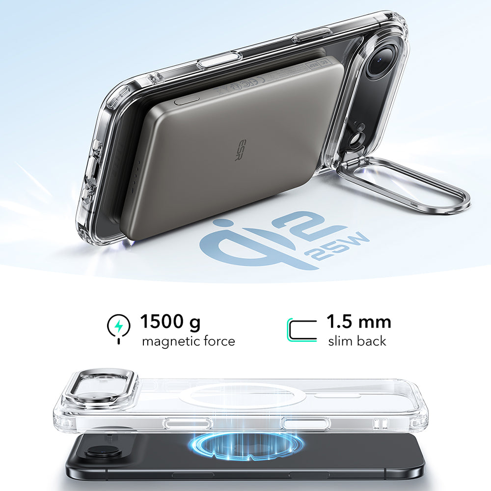 Husa de protectie ESR Classic Hybrid HaloLock Kickstand compatibil cu iPhone 17 Air, Transparent