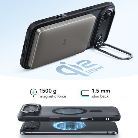 Husa de protectie ESR Classic Hybrid HaloLock Kickstand compatibil cu iPhone 17 Air, Negru Mat