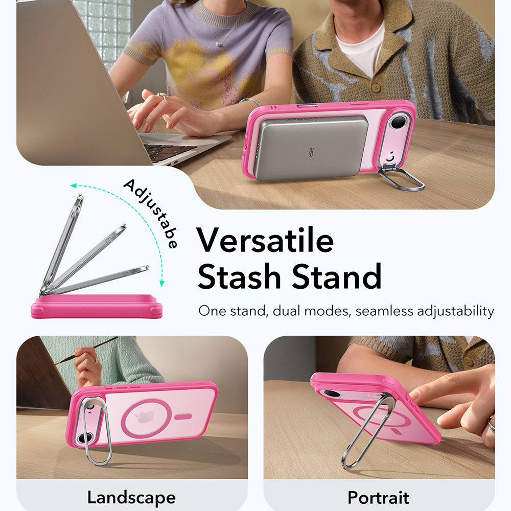 Husa de protectie ESR Classic Hybrid HaloLock Kickstand compatibil cu iPhone 17 Air, Frosted Pink