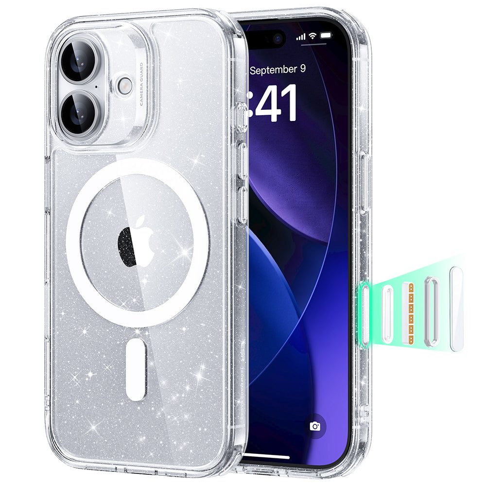 Husa de protectie ESR Classic Hybrid HaloLock compatibil cu iPhone 17, Transparent Shimmer