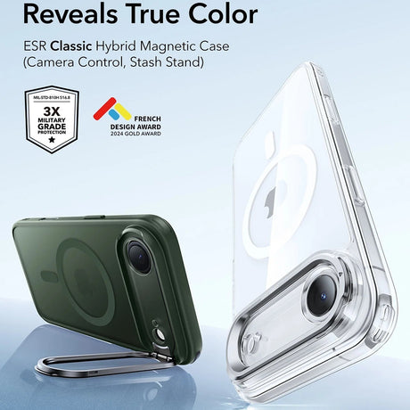 Husa de protectie ESR Classic Hybrid HaloLock Kickstand compatibil cu iPhone 17 Air, Frosted Green