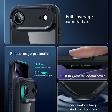 Husa de protectie ESR Classic Hybrid HaloLock compatibil cu iPhone 17 Air, Transparent Black