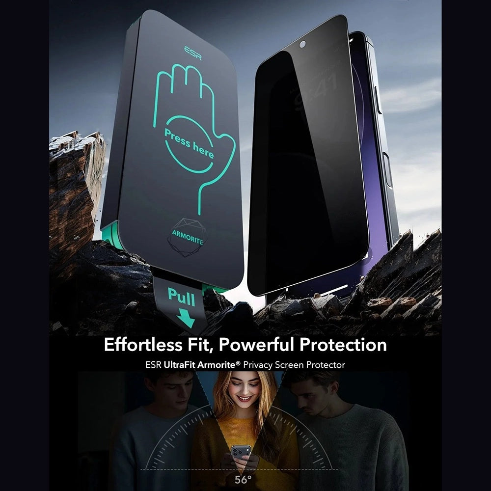 Folie de protectie ESR Privacy Armorite UltraFit (set de 3) compatibil cu iPhone 17 Pro Max, Negru