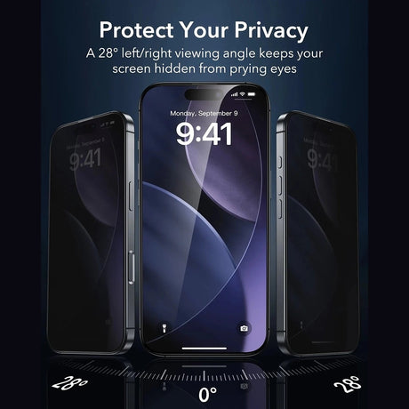 Folie de protectie ESR Privacy Armorite UltraFit (set de 3) compatibil cu iPhone 17 Pro, Negru