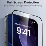 Folie de protectie ESR Tempered Glass UltraFit (set de 3) compatibil cu iPhone 17 / iPhone 16 Pro, Negru