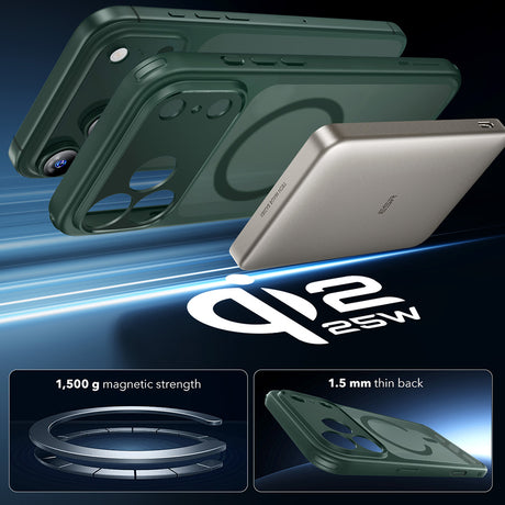 Husa de protectie ESR Classic Hybrid HaloLock compatibil cu iPhone 17 Pro, Frosted Green