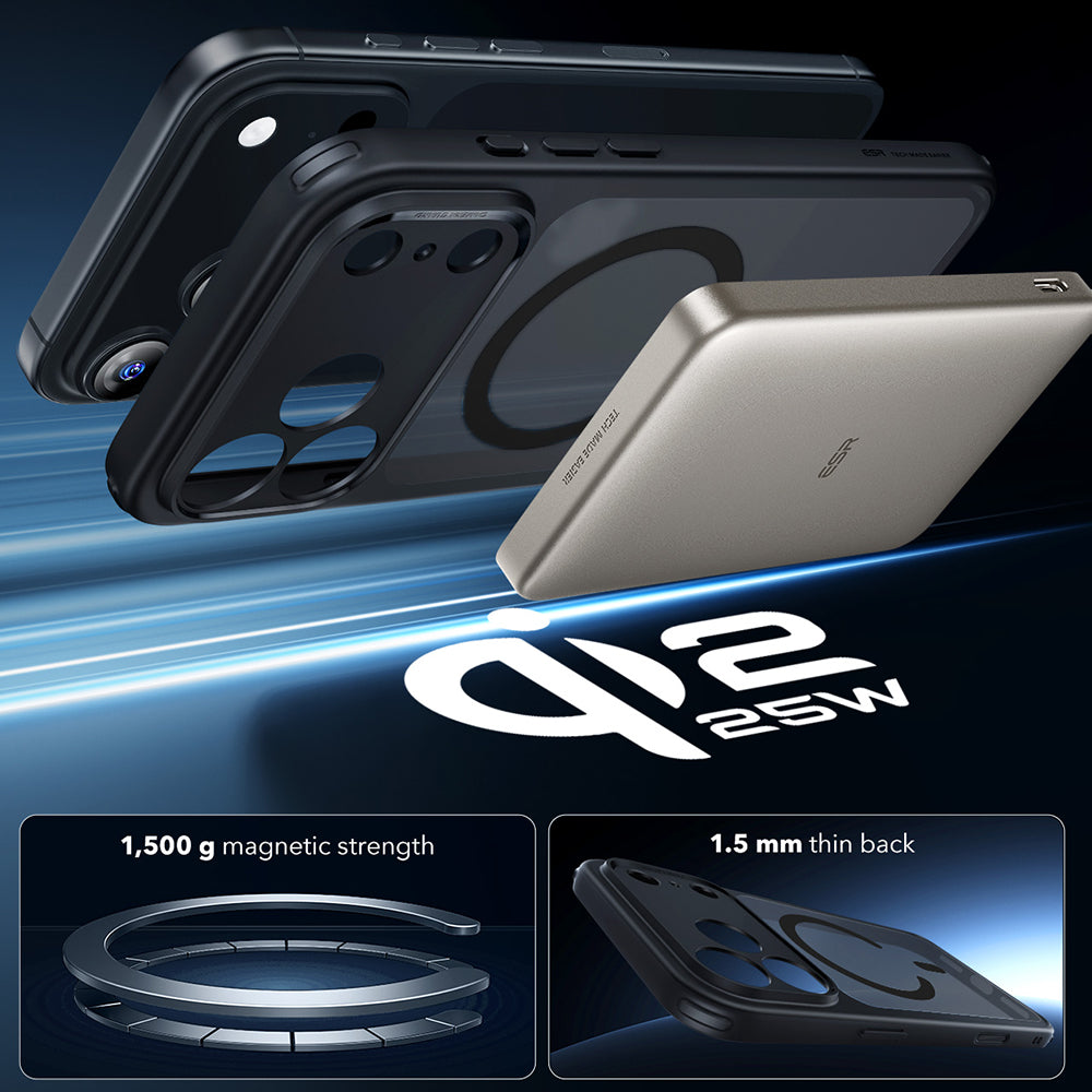 Husa de protectie ESR Classic Hybrid HaloLock compatibil cu iPhone 17 Pro, Negru Mat