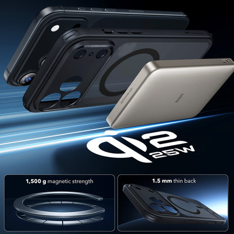 Husa de protectie ESR Classic Hybrid HaloLock compatibil cu iPhone 17 Pro, Negru Mat