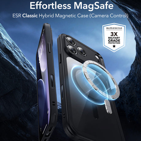 Husa de protectie ESR Classic Hybrid HaloLock compatibil cu iPhone 17 Pro, Transparent Black