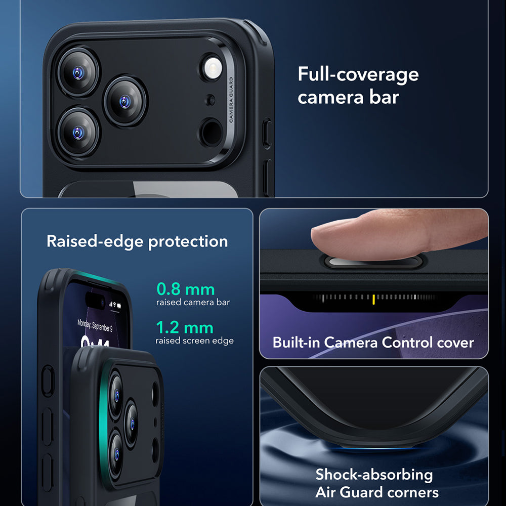 Husa de protectie ESR Classic Hybrid HaloLock compatibil cu iPhone 17 Pro Max, Transparent Black