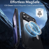 Husa de protectie ESR Classic Hybrid HaloLock compatibil cu iPhone 17 Pro Max, Transparent Black