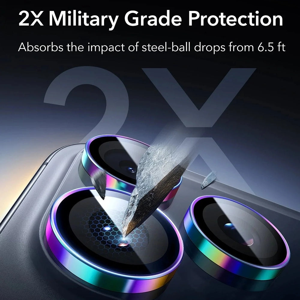 Folie de protectie ESR Armorite Camera Lens Protectors compatibil cu iPhone 14 Pro/Pro Max/15 Pro/Pro Max/16 Pro/16 Pro Max/17 Pro/17 Pro Max, Chromatic