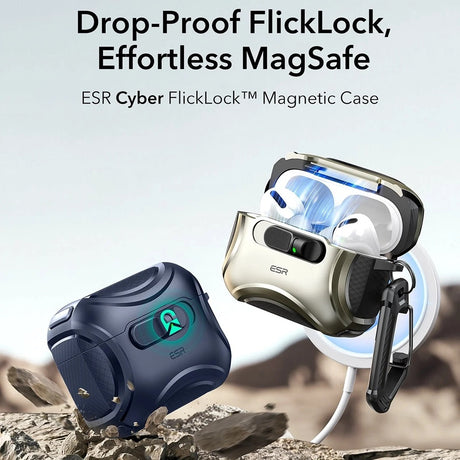 Casti ESR Cyber FlickLock HaloLock, Apple AirPods Pro 3, Albastru