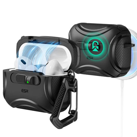 Casti ESR Cyber FlickLock HaloLock, Apple AirPods Pro 3, Negru