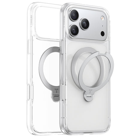 Husa de protectie Torras Ostand Spin MagSafe Series compatibil cu iPhone 17 Pro Max, Transparent