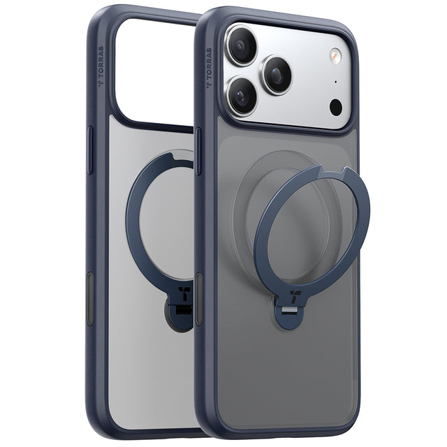 Husa de protectie Torras Ostand Spin MagSafe Series compatibil cu iPhone 17 Pro Max, Bleumarin