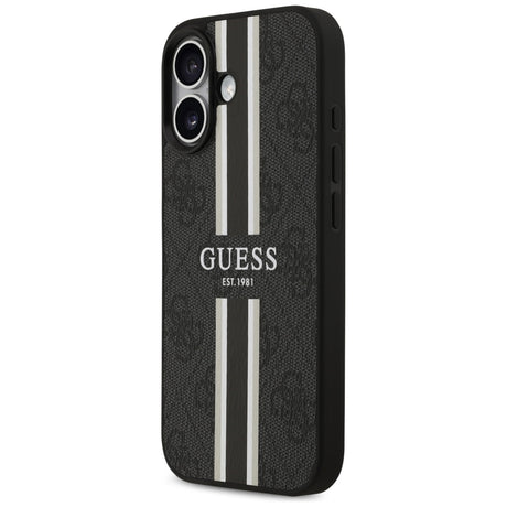 Husa de protectie Guess Hardcase 4G Printed Stripes MagSafe (GUHMP17SP4RPSK) compatibil cu iPhone 17, Negru