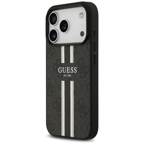 Husa de protectie Guess Hardcase 4G Printed Stripes MagSafe (GUHMP17LP4RPSK) compatibil cu iPhone 17 Pro, Negru