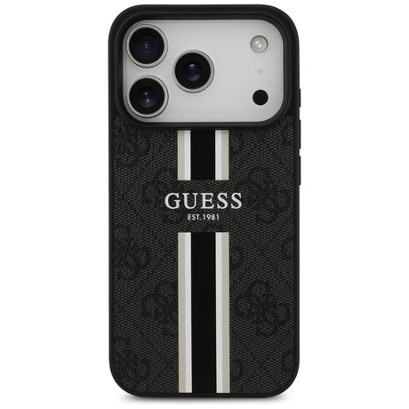 Husa de protectie Guess Hardcase 4G Printed Stripes MagSafe (GUHMP17LP4RPSK) compatibil cu iPhone 17 Pro, Negru