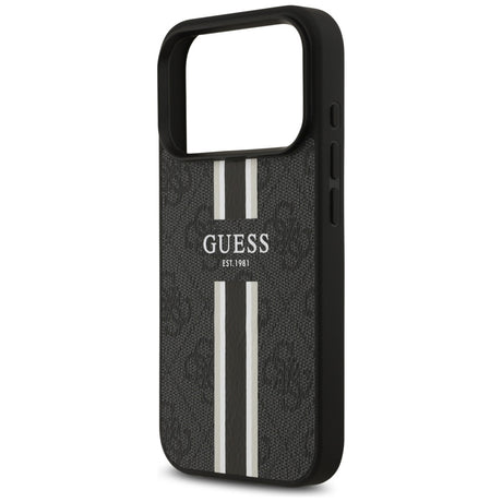 Husa de protectie Guess Hardcase 4G Printed Stripes MagSafe (GUHMP17LP4RPSK) compatibil cu iPhone 17 Pro, Negru