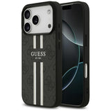 Husa de protectie Guess Hardcase 4G Printed Stripes MagSafe (GUHMP17XP4RPSK) compatibil cu iPhone 17 Pro Max, Negru
