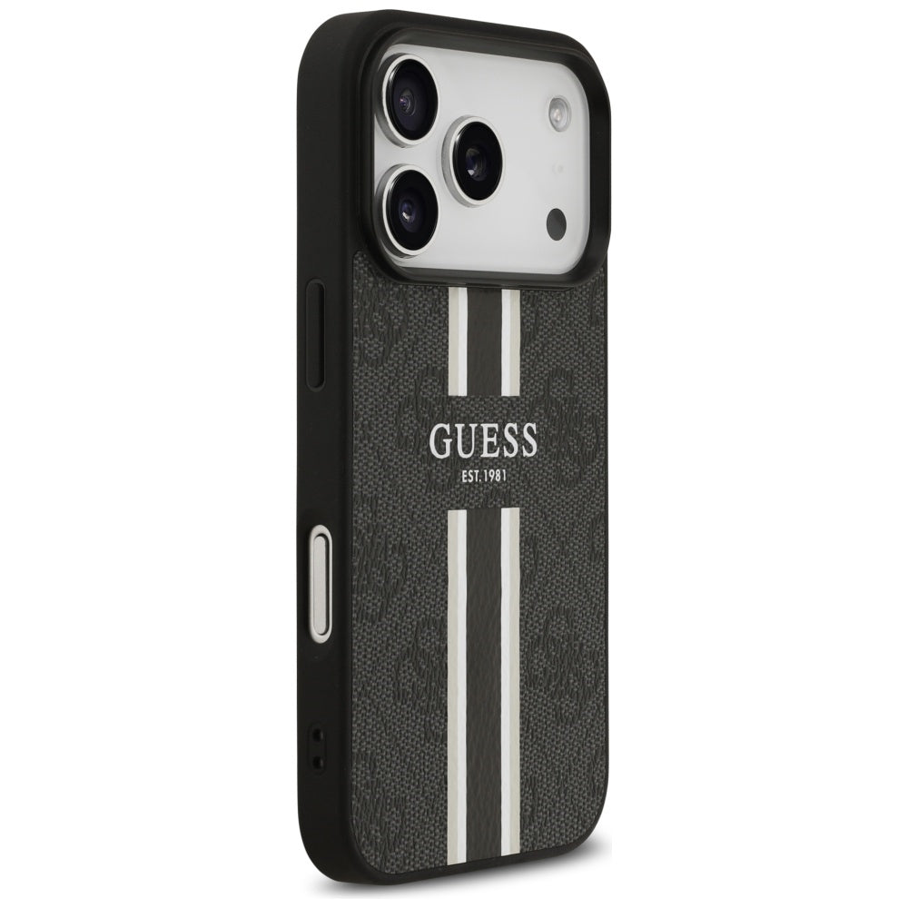 Husa de protectie Guess Hardcase 4G Printed Stripes MagSafe (GUHMP17XP4RPSK) compatibil cu iPhone 17 Pro Max, Negru