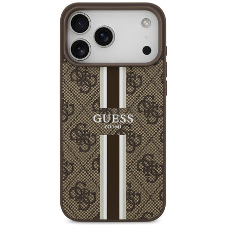 Husa de protectie Guess Hardcase 4G Printed Stripes MagSafe (GUHMP17XP4RPSW) compatibil cu iPhone 17 Pro Max, Maro