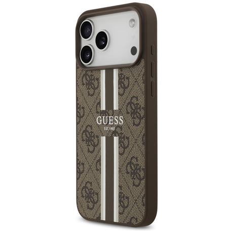Husa de protectie Guess Hardcase 4G Printed Stripes MagSafe (GUHMP17XP4RPSW) compatibil cu iPhone 17 Pro Max, Maro