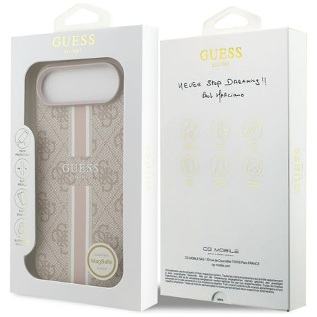 Husa de protectie Guess Hardcase 4G Printed Stripes MagSafe (GUHMP17MP4RPSP) compatibil cu iPhone 17 Air, Roz