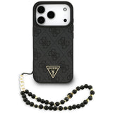 Husa de protectie Guess Hardcase 4G Triangle Logo MagSafe with Cord Strap (GUHMP17LP4TSDPPSK) compatibil cu iPhone 17 Pro, Negru