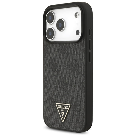 Husa de protectie Guess Hardcase 4G Triangle Logo MagSafe with Cord Strap (GUHMP17LP4TSDPPSK) compatibil cu iPhone 17 Pro, Negru