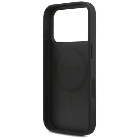 Husa de protectie Guess Hardcase 4G Triangle Logo MagSafe with Cord Strap (GUHMP17LP4TSDPPSK) compatibil cu iPhone 17 Pro, Negru