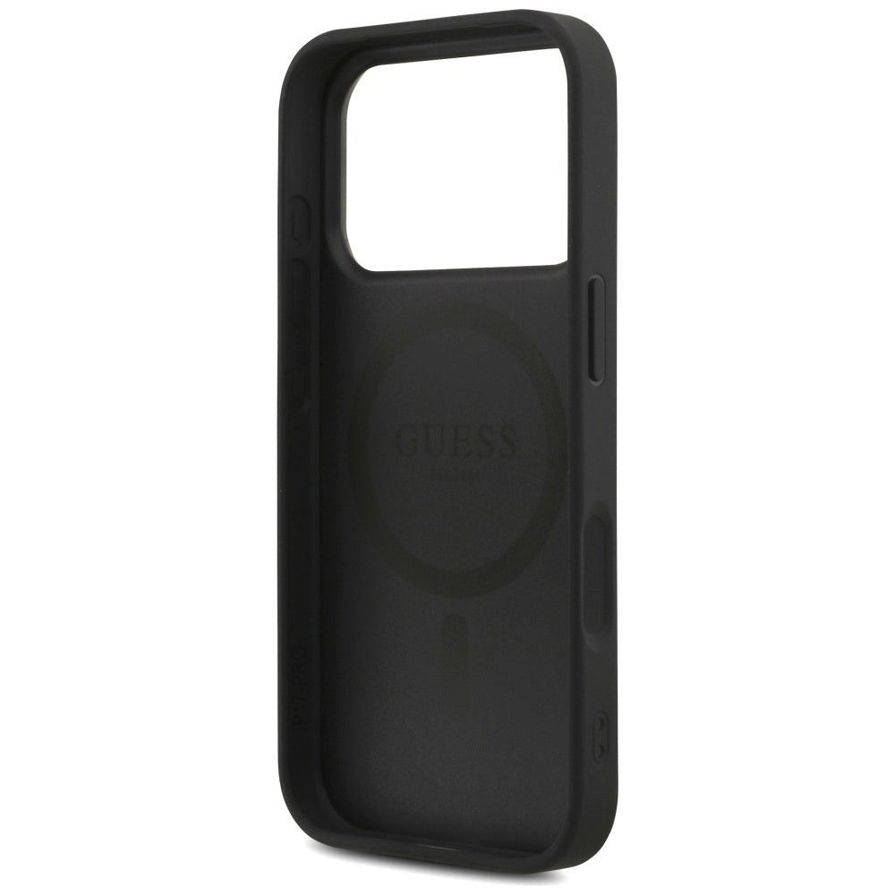 Husa de protectie Guess Hardcase 4G Triangle Logo MagSafe with Cord Strap (GUHMP17XP4TSDPPSK) compatibil cu iPhone 17 Pro Max, Negru