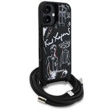 Husa de protectie Karl Lagerfeld Saffiano MagSafe Crossbody (KLHCP16SPGGRMPCK) compatibil cu iPhone 16, Negru