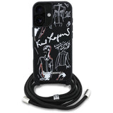 Husa de protectie Karl Lagerfeld Saffiano MagSafe Crossbody (KLHCP16SPGGRMPCK) compatibil cu iPhone 16, Negru
