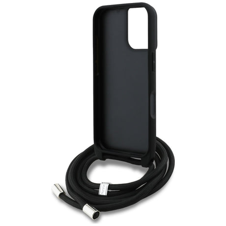 Husa de protectie Karl Lagerfeld Saffiano MagSafe Crossbody (KLHCP16SPGGRMPCK) compatibil cu iPhone 16, Negru