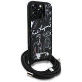 Husa de protectie Karl Lagerfeld Saffiano MagSafe Crossbody (KLHCP16LPGGRMPCK) compatibil cu iPhone 16 Pro, Negru