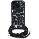 Husa de protectie Karl Lagerfeld Saffiano MagSafe Crossbody (KLHCP16LPGGRMPCK) compatibil cu iPhone 16 Pro, Negru
