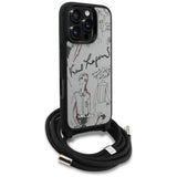 Husa de protectie Karl Lagerfeld Saffiano MagSafe Crossbody (KLHCP16LPGGRMPCG) compatibil cu iPhone 16 Pro, Gri