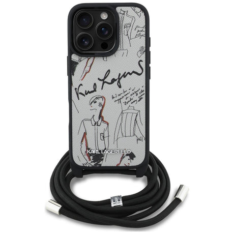 Husa de protectie Karl Lagerfeld Saffiano MagSafe Crossbody (KLHCP16LPGGRMPCG) compatibil cu iPhone 16 Pro, Gri