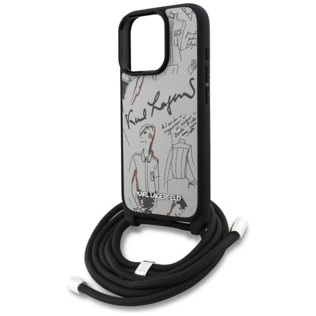 Husa de protectie Karl Lagerfeld Saffiano MagSafe Crossbody (KLHCP16LPGGRMPCG) compatibil cu iPhone 16 Pro, Gri